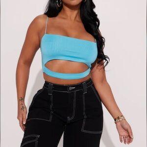 Women's Blue Cutout Top